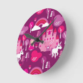 Horloge Ronde château de princesse et arc-en-ciel de licorne (Angle)