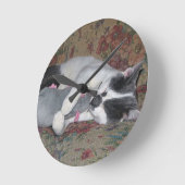 Horloge Ronde Chaton couchant (Angle)