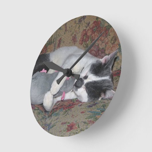 Horloge Ronde Chaton couchant (Angle)