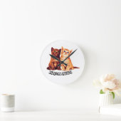 Horloge Ronde Chatons frères et soeurs, deux chats mignons (Maison)