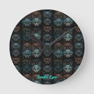 Horloge Ronde Chats Beau Dark Personnaliser les amoureux Personn