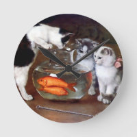Chats Chatons Pêche dans un aquarium peinture