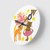 Horloge Ronde Chats dansants (Angle)