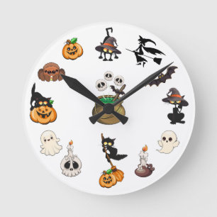 Horloge Ronde Chats drôles de Halloween Fête