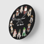 Horloge Ronde Chats du monde entier (Angle)