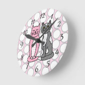 Horloge Ronde Chats Kitty Roses et Grey Cute Cute  (Angle)