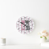 Horloge Ronde Chats Kitty Roses et Grey Cute Cute  (Maison)