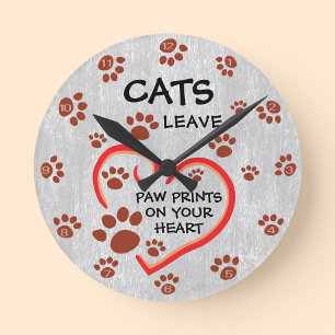 Horloge Ronde Chats Laissent des Empreintes de Patte sur Votre C