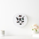 Horloge Ronde Chats noirs de Noël (Maison)