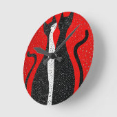 Horloge Ronde Chats noirs mignons (Angle)
