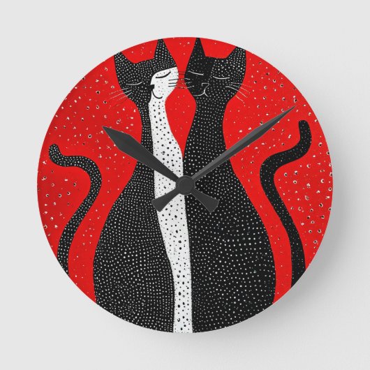 Horloge Ronde Chats noirs mignons (Recto)