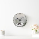 Horloge Ronde Chatte-chat dans un bol de toilettes (Maison)