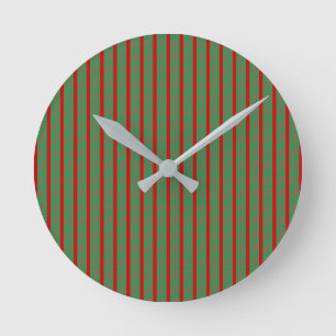 Horloge Ronde Chaussette de Noël Rouge Vert sur Rouge Vert