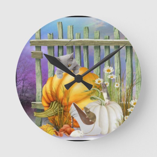 Horloge Ronde Chaussure blanche perdue dans le Patch Citrouille (Recto)