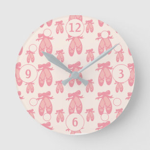 Horloge Ronde Chaussures de ballet de poule rose