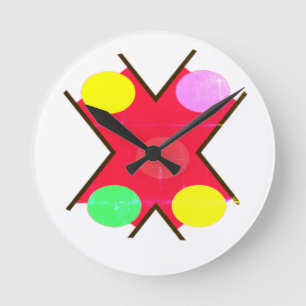 HORLOGE RONDE CHAUSSURES D'ÉQUIPAGE POINTS GÉANTS JAUNE ROUGE CL