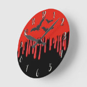Horloge Ronde Chauves-souris gothiques et Halloween sanglant à g (Angle)