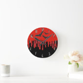 Horloge Ronde Chauves-souris gothiques et Halloween sanglant à g (Maison)