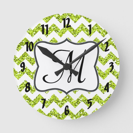 Horloge Ronde Chaux Chevron Monogramme Moderne Monogramme Mur In (Recto)