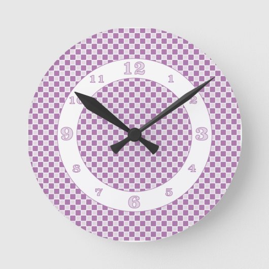 Horloge Ronde Check monochromatic de Purple/White (Recto)