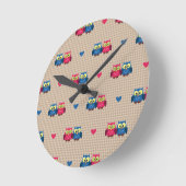 Horloge Ronde Checked pattern with love owls (Angle)