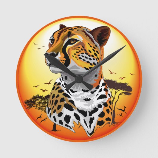 Horloge Ronde Cheetah African Feline Wild Animal (Recto)