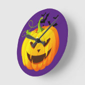 Horloge Ronde Chef heureux de citrouille de Halloween (Angle)