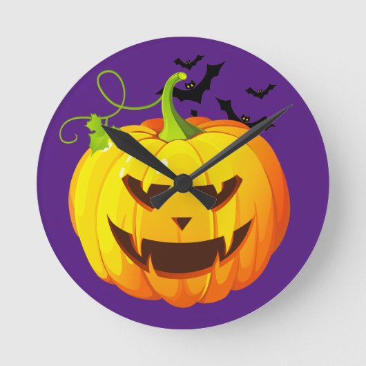 Horloge Ronde Chef heureux de citrouille de Halloween (Recto)