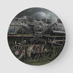 Horloge Ronde chemin de fer locomotif de rail de train de