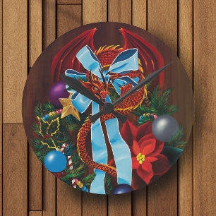 Horloge Ronde Chemise de Noël Red Dragon