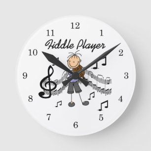 Horloge Ronde Chemise et Cadeaux pour Fille Joueuse de Violon à 