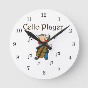 Horloge Ronde Chemises et Cadeaux pour Fille au Violoncelle en B