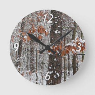 Horloge Ronde Chênes recouverts de neige Photographie de nature