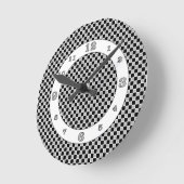Horloge Ronde Chèques en noir et blanc (Angle)