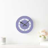 Horloge Ronde Chèques monochromatiques bleu Indigo (Maison)