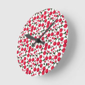 Horloge Ronde Cherry Seamless Pattern, Red Fruit Pattern,  (Angle)