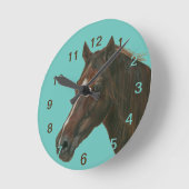 Horloge Ronde Chestnut mare horse portrait equine painting (Angle)