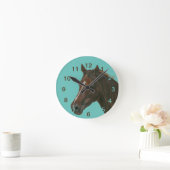 Horloge Ronde Chestnut mare horse portrait equine painting (Maison)