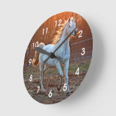 Horloge Ronde Cheval Arabe gris (Angle)