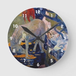 Horloge Ronde Cheval Blanc par Paul Gauguin, Vintage Fine Art