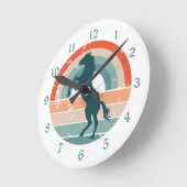 Horloge Ronde Cheval bleu Retro Arc-en-ciel (Angle)