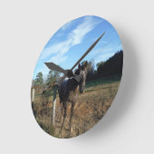 Horloge Ronde Cheval brun Coco et Crème (Angle)