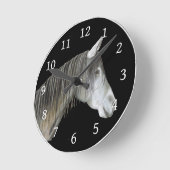 Horloge Ronde Cheval gris (Angle)