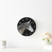 Horloge Ronde Cheval gris (Maison)