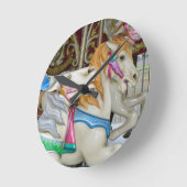 Horloge Ronde Chevaux de carrousel (Angle)