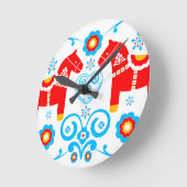 Horloge Ronde Chevaux Red Dala (Angle)