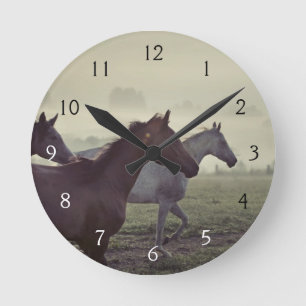 Horloge Ronde Chevaux sauvages