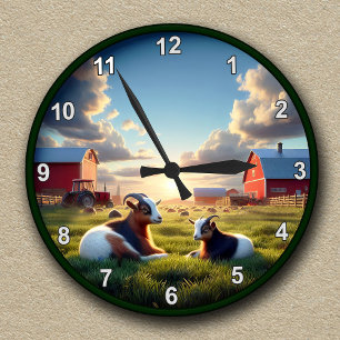 Horloge Ronde Chèvres domestiques personnalisables