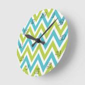 Horloge Ronde Chevron bleu et vert moderne (Angle)