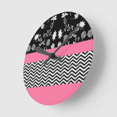 Horloge Ronde chevron rose (Angle)